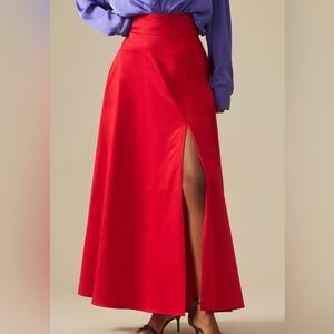 Anthropologie Red Maxi Skirt